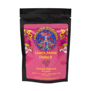 Dreamer Shrooms - Lion's Mane + Delta 9 Gummy Squares - 15 Count - Bag Front