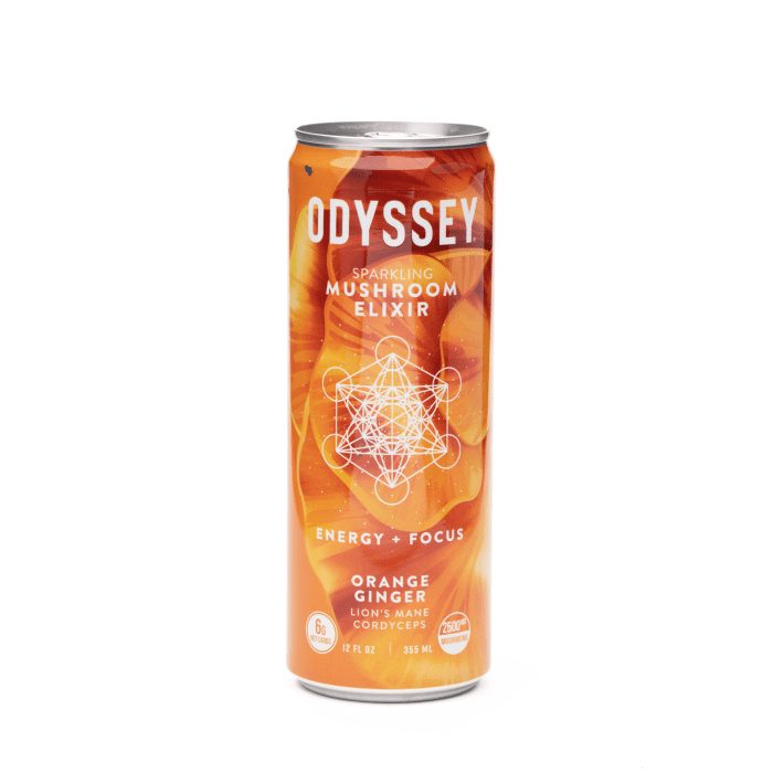 Odyssey Mushroom Energy + Focus Elixir - Orange Ginger - Can Front