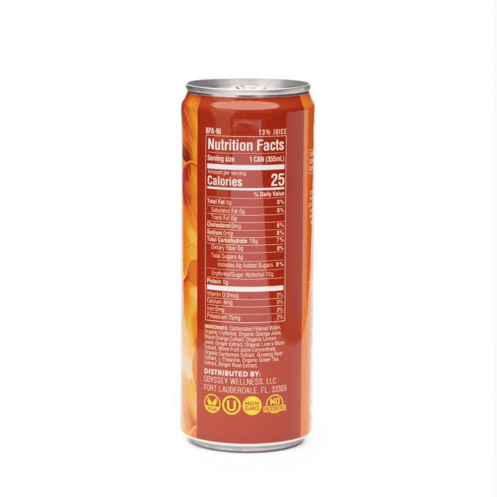 Odyssey Mushroom Energy + Focus Elixir - Orange Ginger - Can Side