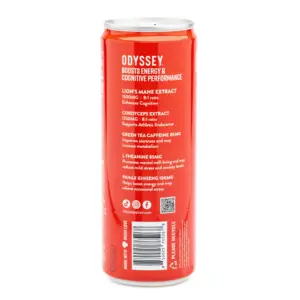 Odyssey Mushroom Focus + Energy Elixir - Sparkling Passion Fruit, Orange And Guava (4 Pack) - Can Side