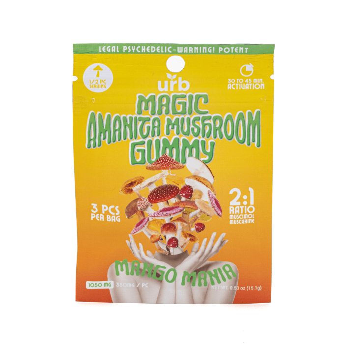 Urb Amanita Magic Mushroom Gummies - Mango Mania - Bag Front