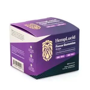 Hemplucid Focus Mushroom Gummies – Grape (450 mg Total CBG + 150 mg Total CBD) - Box Front