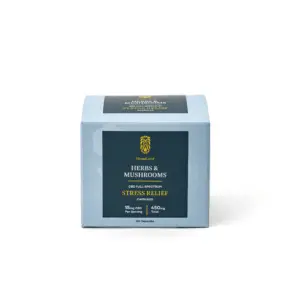 Hemplucid Herbs & Mushrooms Stress Stacks CBD Capsules (450 mg Total CBD + 45 mg Total Delta-9-THC) - Box Front