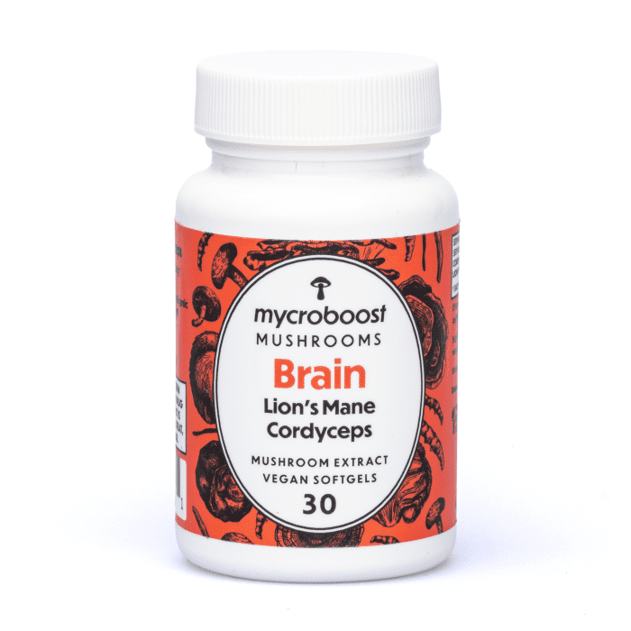 Mycroboost Brain Mushroom Softgel Supplement - Bottle Front