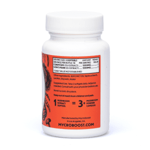 Mycroboost Brain Mushroom Softgel Supplement - Bottle Side