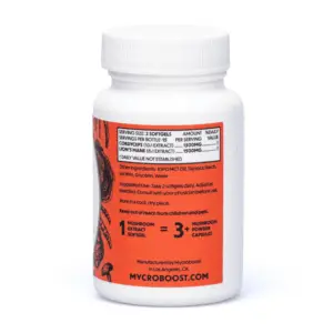 Mycroboost Brain Mushroom Softgel Supplement - Bottle Side