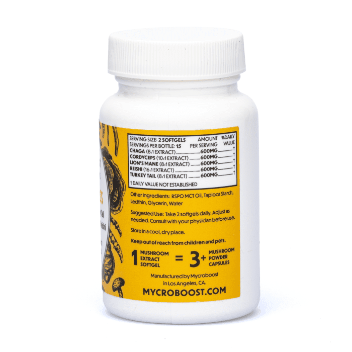 Mycroboost Wellness Softgel Supplement - Bottle Side
