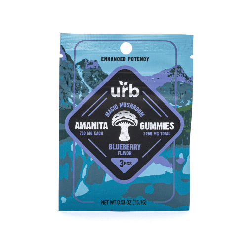Urb Amanita Magic Mushroom Gummies - Blueberry - Bag Front