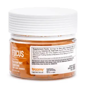 Troomy Nootropics Focus Lion’s Mane Mushroom Gummies - jar back