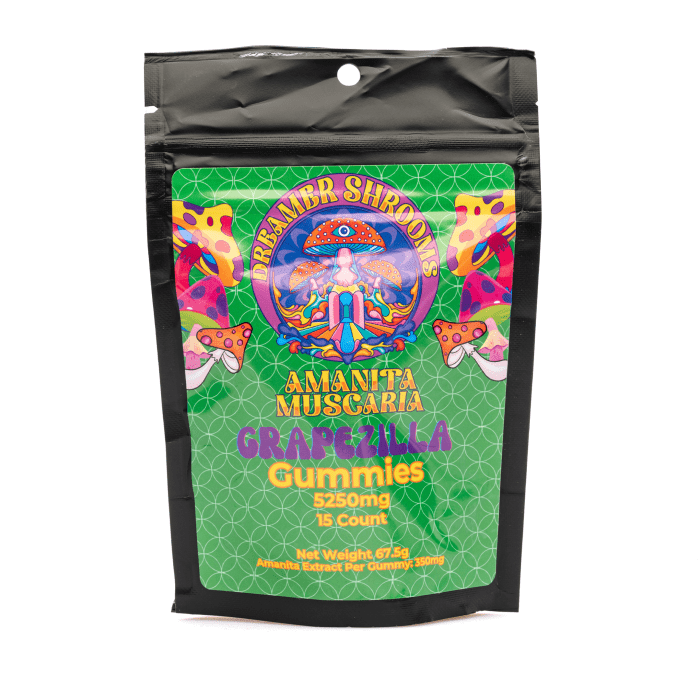 Dreamer Shrooms Amanita Muscaria Gummies - Grapezilla (15 Count) - Bag Front
