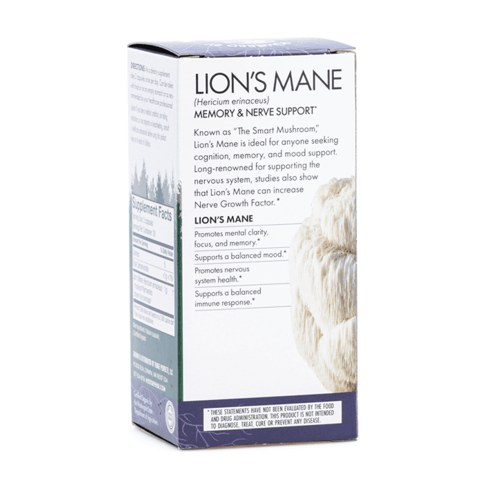 Host Defense Mushrooms Lion's Mane Capsules (60 ct) - Box Back