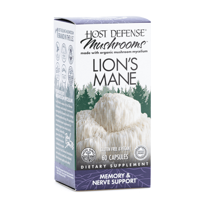 Host Defense Mushrooms Lion's Mane Capsules (60 ct) - Box Front