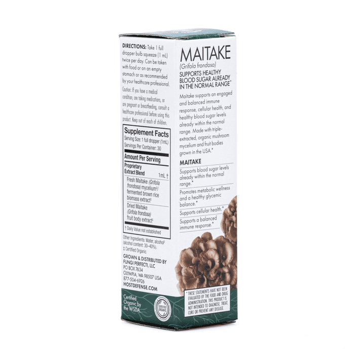 Host Defense Mushrooms Maitake Extract (1 oz) - Box Back