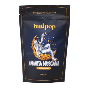 Budpop Amanita Muscaria Dried Mushrooms (28 grams) - Bag Front