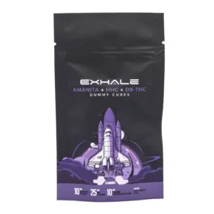 Exhale Amanita Muscaria Mushroom + HHC + Delta 9 THC Gummies (5 Count) - Bag Front