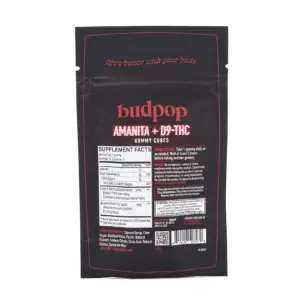 Budpop Amanita Muscaria Mushroom + Delta 9 Gummies (5 Count) - Bag Back
