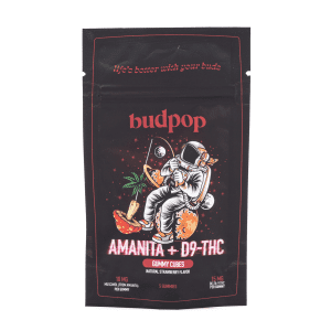 Budpop Amanita Muscaria Mushroom + Delta 9 Gummies (5 Count) - Bag Front