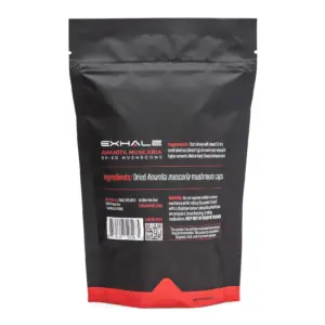 Exhale Amanita Muscaria Dried Mushrooms (28 grams) - Bag Back