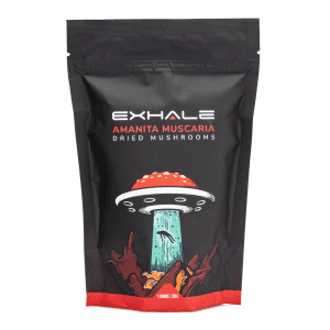 Exhale Amanita Muscaria Dried Mushrooms (28 grams) - Bag Front