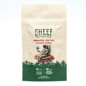 Cheef Botanicals Amanita Muscaria Mushroom + Delta 9 Gummy Cubes (5 Count) - Bag Front
