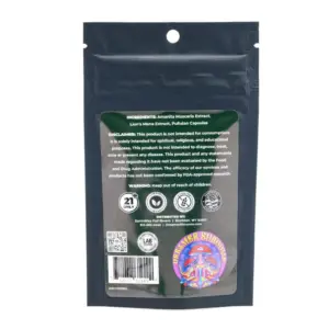 Dreamer Shrooms Amanita Muscaria Extract and Lion’s Mane Capsules (15 Count) - Bag Back