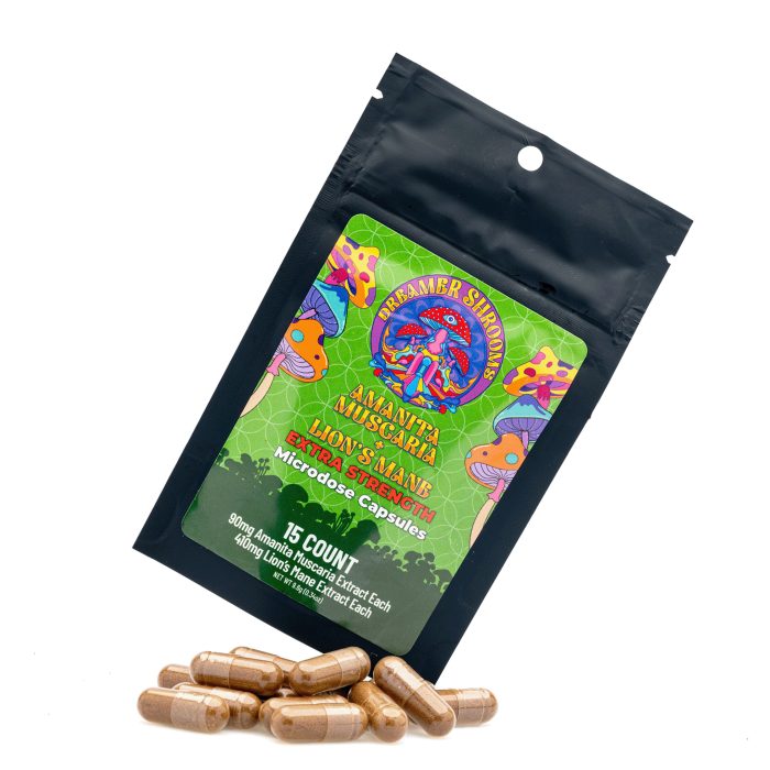 Dreamer Shrooms Amanita Muscaria Extract and Lion’s Mane Capsules (15 Count) - Combo