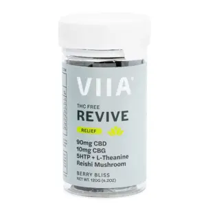 Viia CBD and CBG Revive Relief Gummies - THC Free - Jar Front